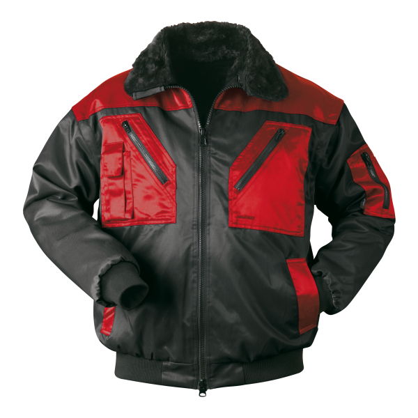 Pilotenjacke 4in1 schwarz/rot