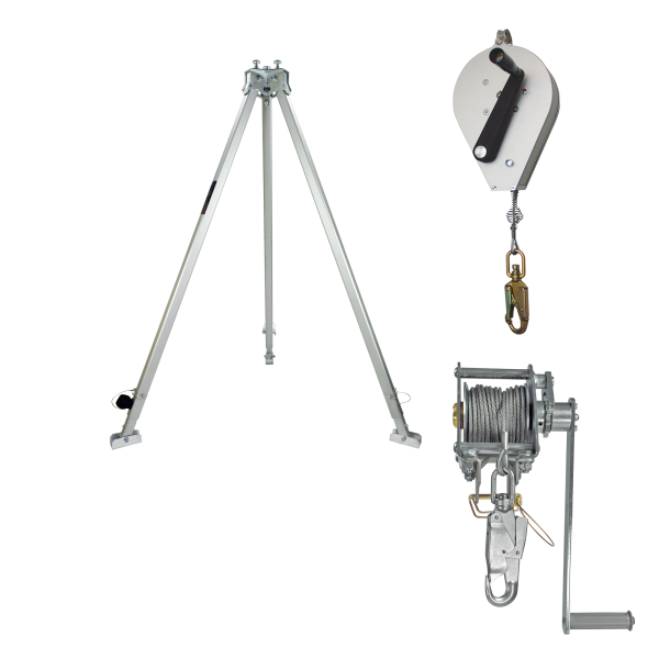 Dreibein TRIBOC opt. mit Höhensicherungsgerät und Lastenwinde