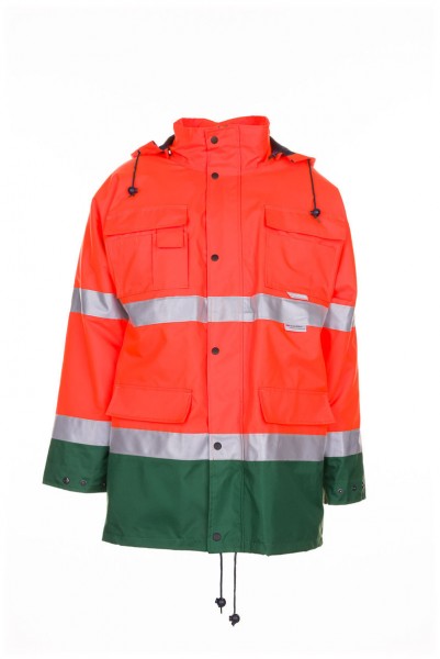 Warnwetterschutz Parka orange/grün