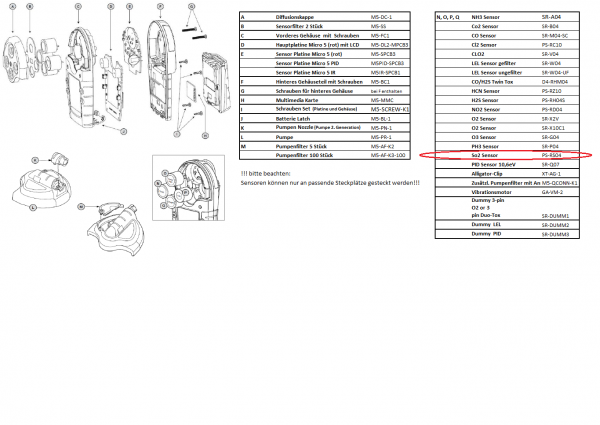 PS-RS04 SO2 Schwefeldioxid Sensor für Extreme, BW Solo und Micro 5