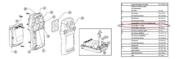 QT-SS 2 Stück Ersatzsensorfilter für Gaswarngerät Quattro