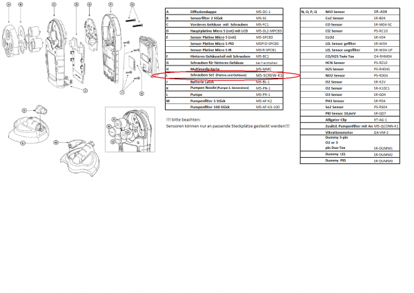 M5-SCREW-K1 Schrauben für Gaswarngerät Micro 5