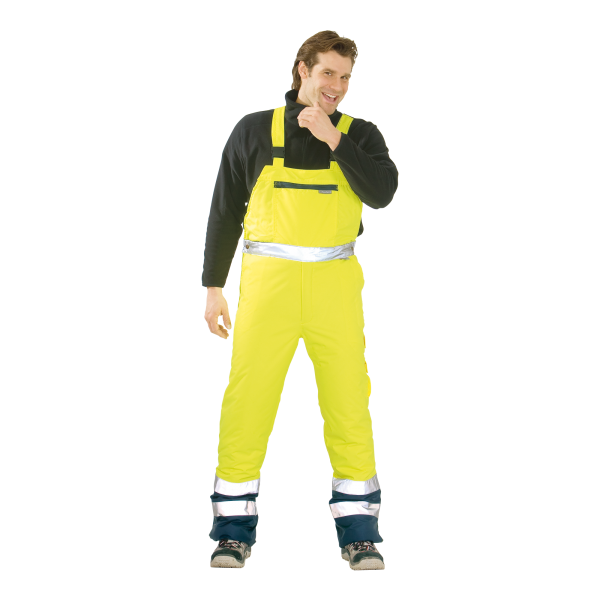 Warnschutz Winter-Latzhose kontrast gelb/marine