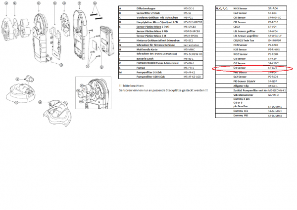 SR-G04 Ozon O3 Sensor für Gaswarngerät Extreme, BW Solo und Micro 5
