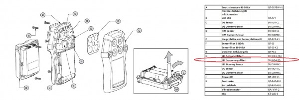 SR-W04-75 LEL Sensor ungefiltert für Quattro Gaswarngerät