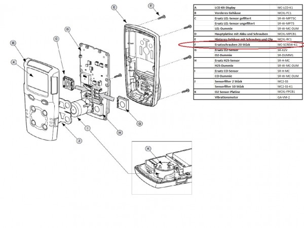 MC-SCREW-K1 20 Ersatzschrauben für Clip XL Gaswarngerät Honeywell