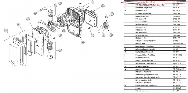 HU-FC-Y Vorderes Gehäuse für BW Ultra Gaswarngerät