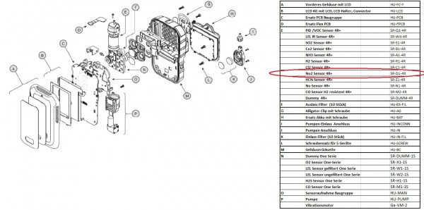 SR-D1-4R NO2 Sensor für Gaswarngerät BW Ultra