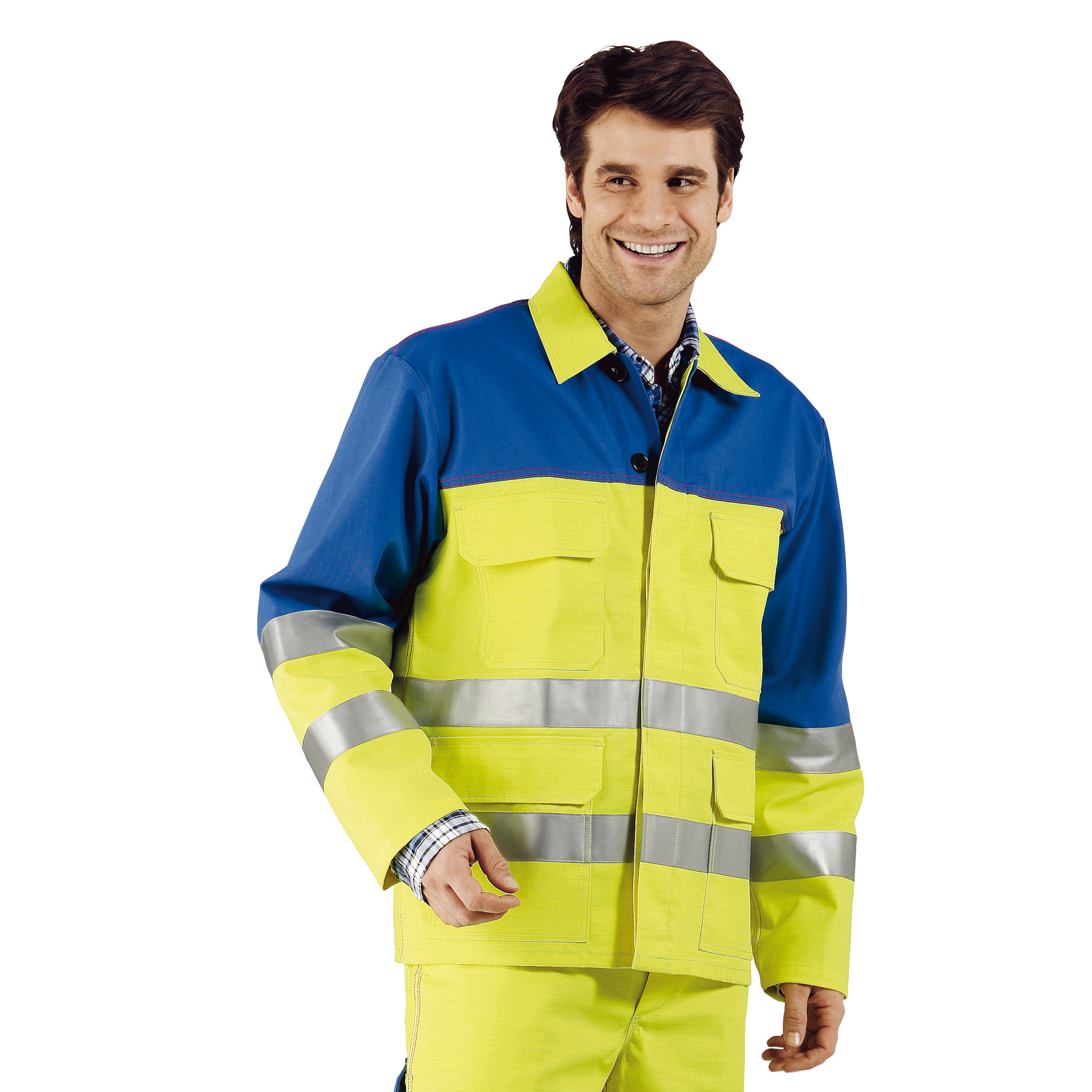 Planam Major Protect Bundhose Warnschutz | Warngelb/Kornblau, Größe 94