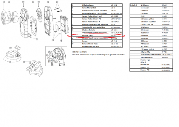 M5-BL-1 Batterie-Latch für Gaswarngerät Micro 5