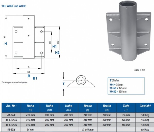 Ikar Wandhülse 2.0 WH für Auslegerarme AASS1-4 /ASS-1