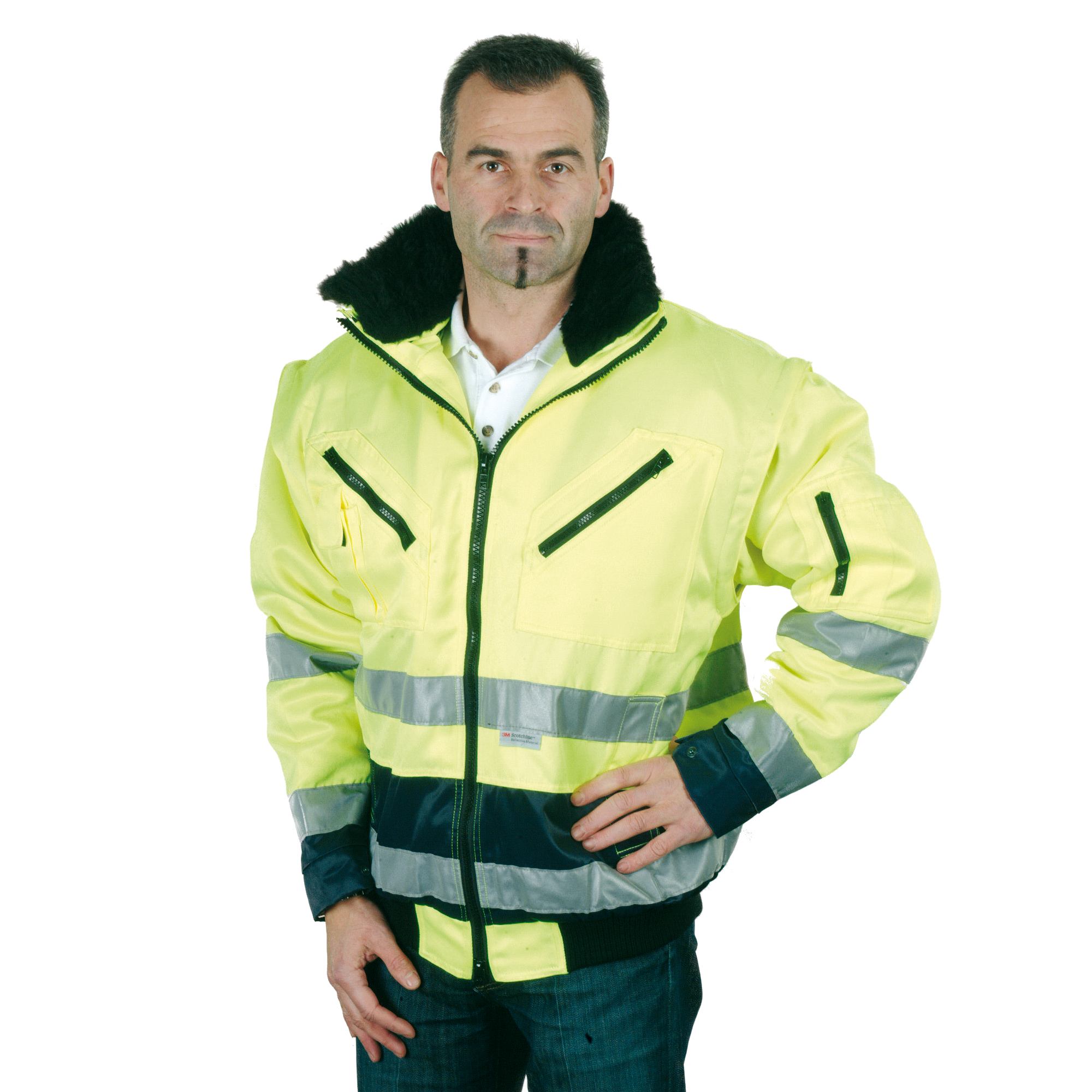 Warnschutz-Pilotenjacke, 4 in 1 Funktion, Warnschutzjacke, Warnschutz gelb orange grün