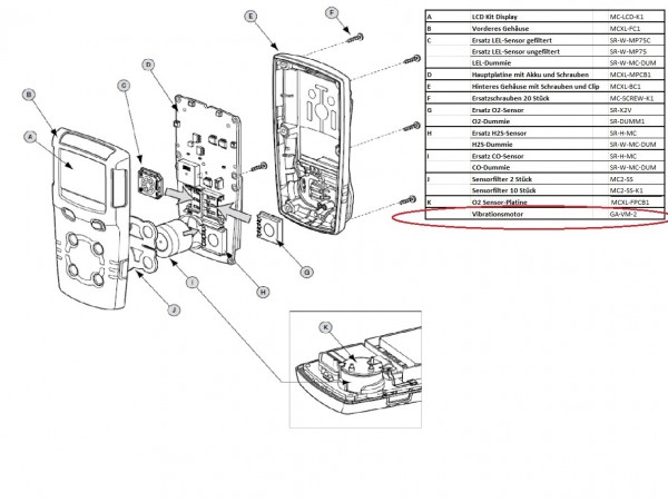 GA-VM-2 Vibrationsmotor für BW Technologies Gaswarngeräte