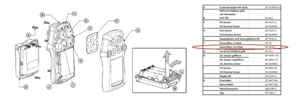 QT-SS-K1 10 Ersatzsensorfilter für Gaswarngerät Quattro