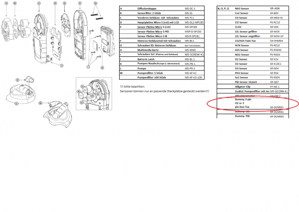 SR-DUMM 1 Sensor-Dummy für BW Technologies Geräte - für 3pin O2 od. 3pin tox