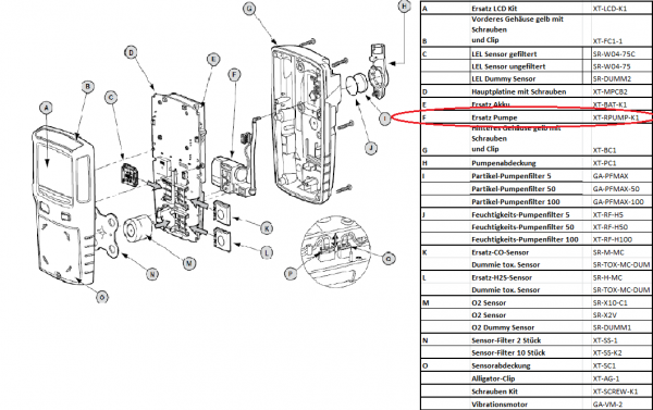 XT-RPUMP-K1 Ersatz Pumpe für Gaswarngerät MaxXT II