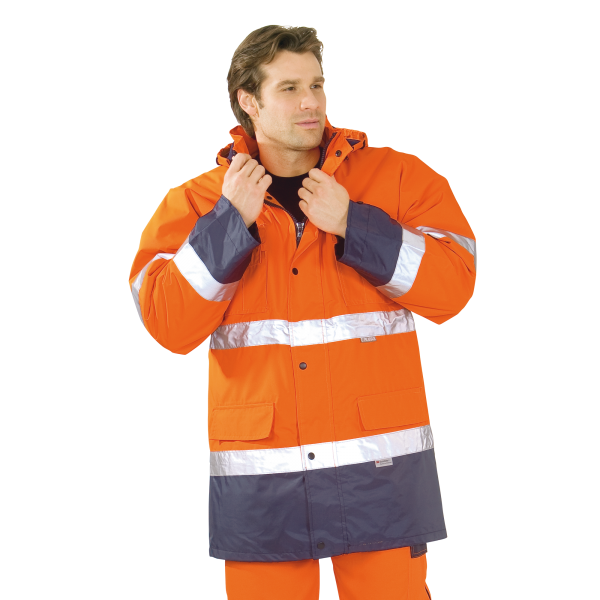 Warnschutz Parka kontrast orange/marine