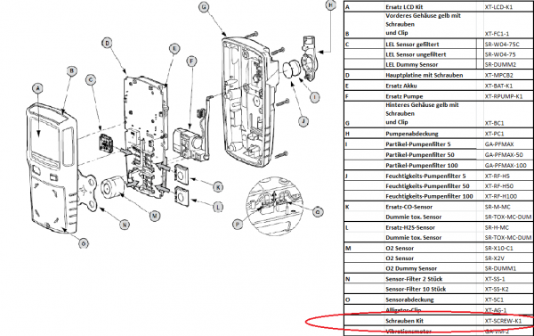 XT-SCREW-K1 Schrauben Set für das Gaswarngerät MaxXT II von Honeywell