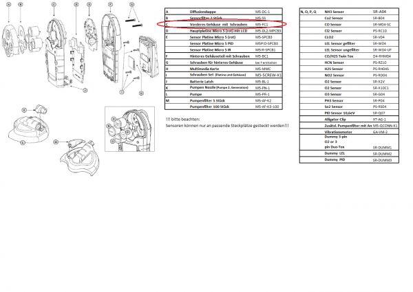 M5-FC1 Vorderes Gehäuse für Gaswarngerät Micro 5 von Honeywell
