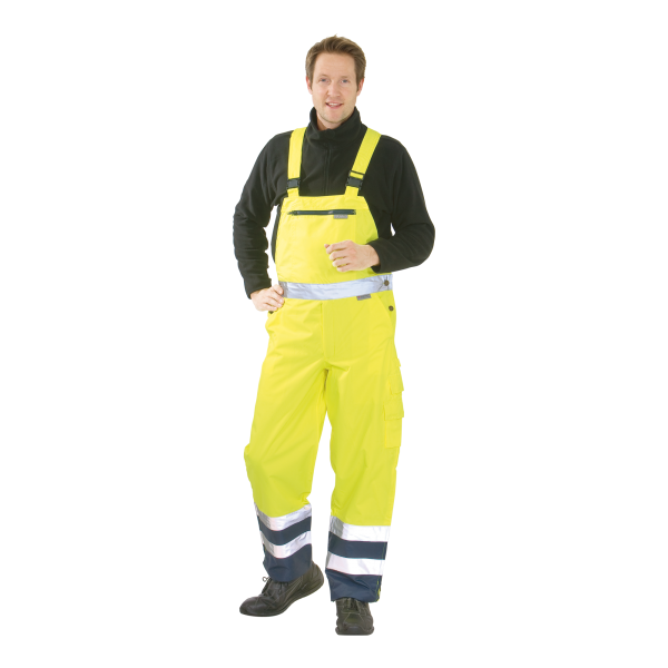 Warnschutz Regen-Latzhose kontrast gelb/marine