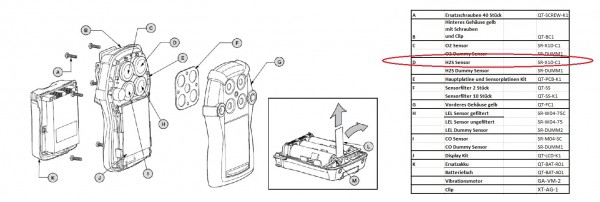 SR-H04 H2S Sensor für das Gaswarngerät Quattro