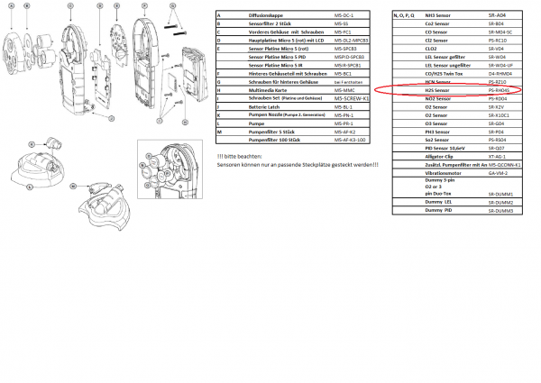 PS-RH04S H2S Hydrogensulfid Schwefelwasserstoff Sensor für Extreme, BW Solo und Micro 5