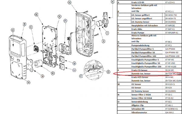 SR-TOX-MC-DUM toxischer Dummie Sensor CO und H2S für Gaswarngerät Micro Clip XL/X3 und MaxXT