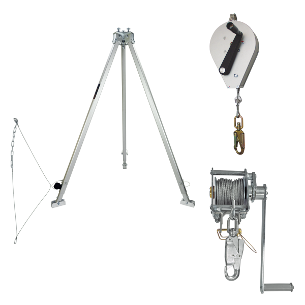 Dreibein TRIBOC opt. mit Höhensicherungsgerät und Lastenwinde