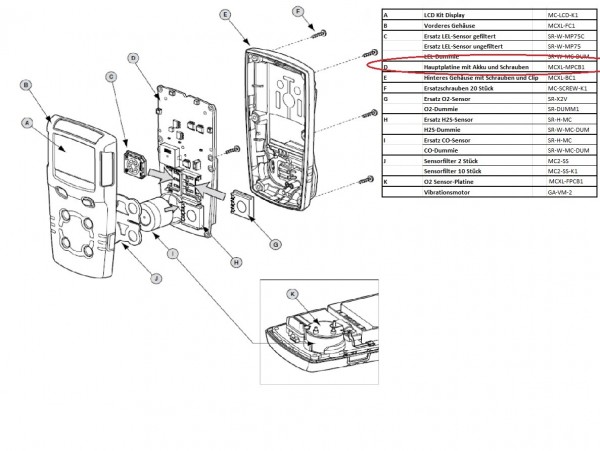 MCXL-MPCB1 Hauptplatine für Micro Clip XL mit Akku