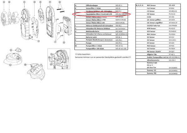 M5-DL2-MPCB3 Hauptplatine für Gaswarngerät Micro 5 mit Display